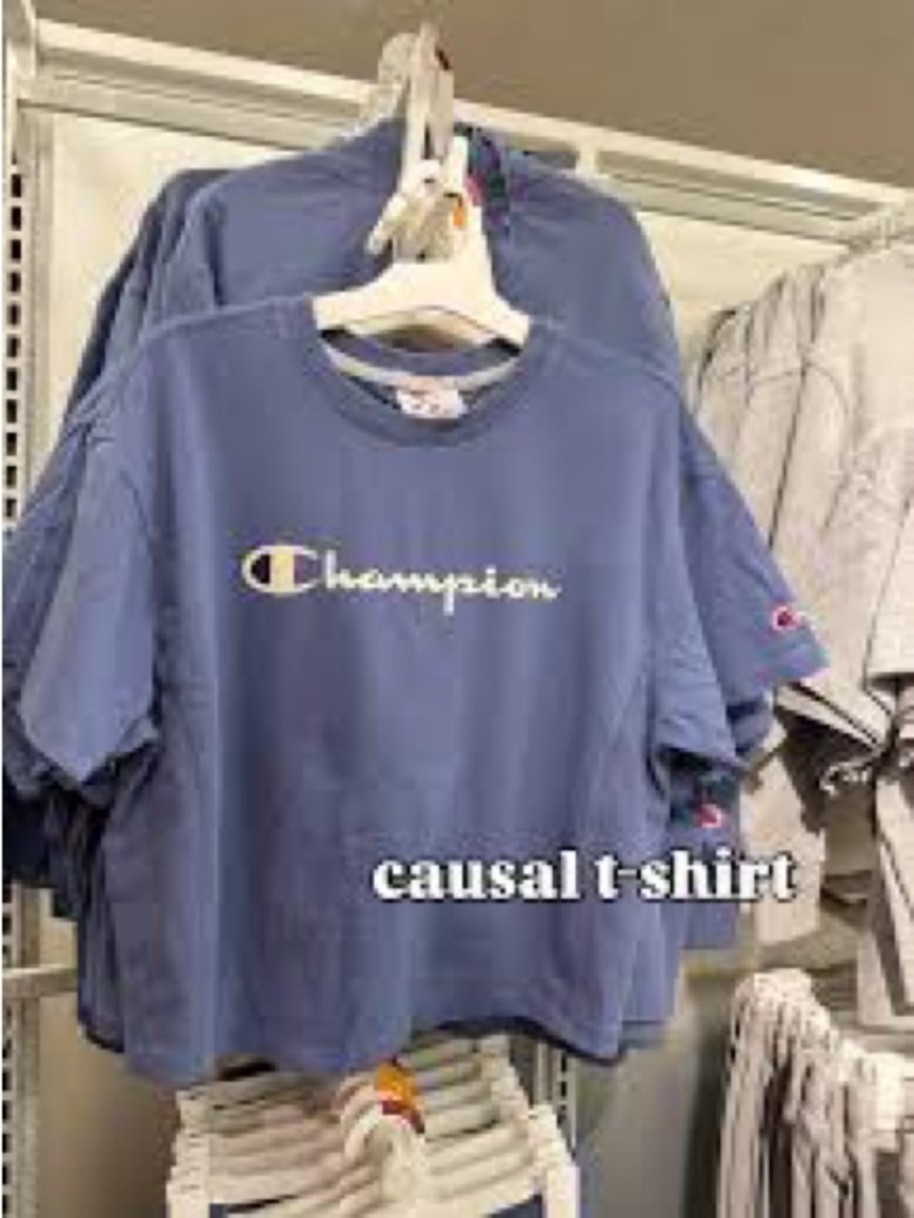 Champion women’s plus size cropped short sleeve -Blue Logo Tee